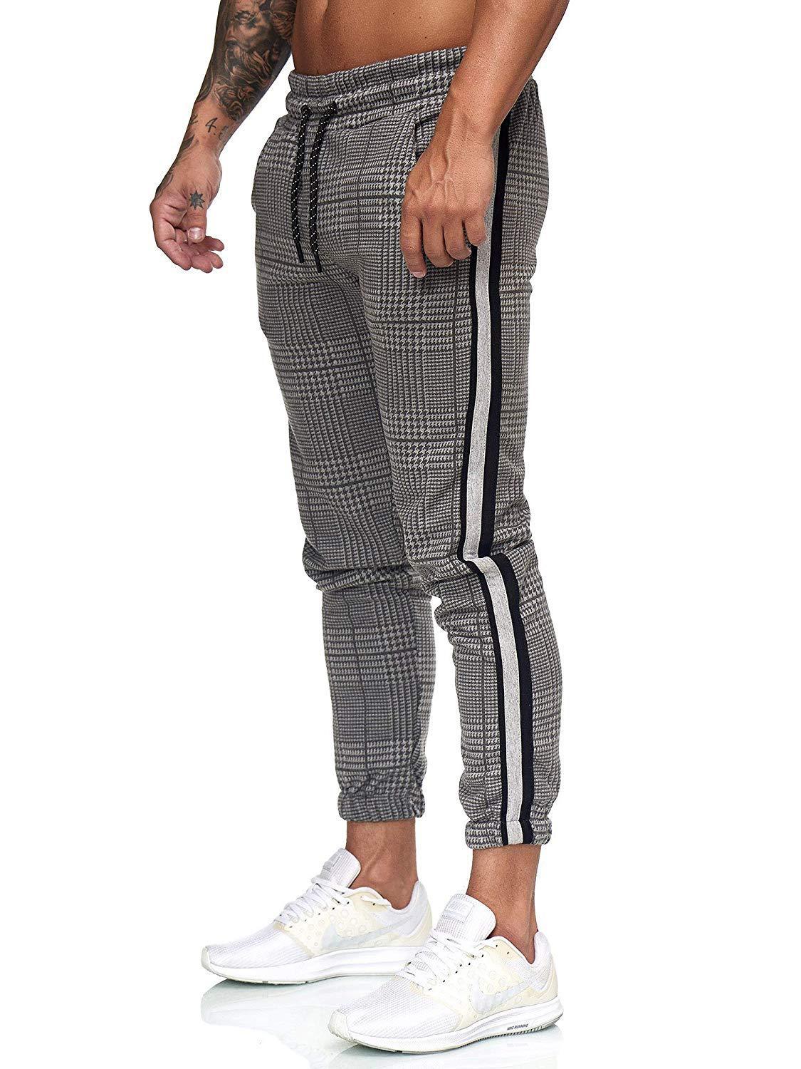 WISH Ebay Hot Sale Men's Casual Pants Houndstooth Printed Men's Color Blocking Sneakers Pants