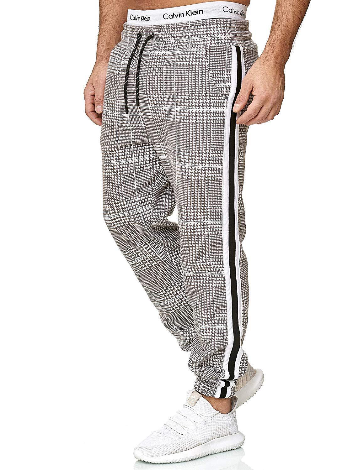 WISH Ebay Hot Sale Men's Casual Pants Houndstooth Printed Men's Color Blocking Sneakers Pants