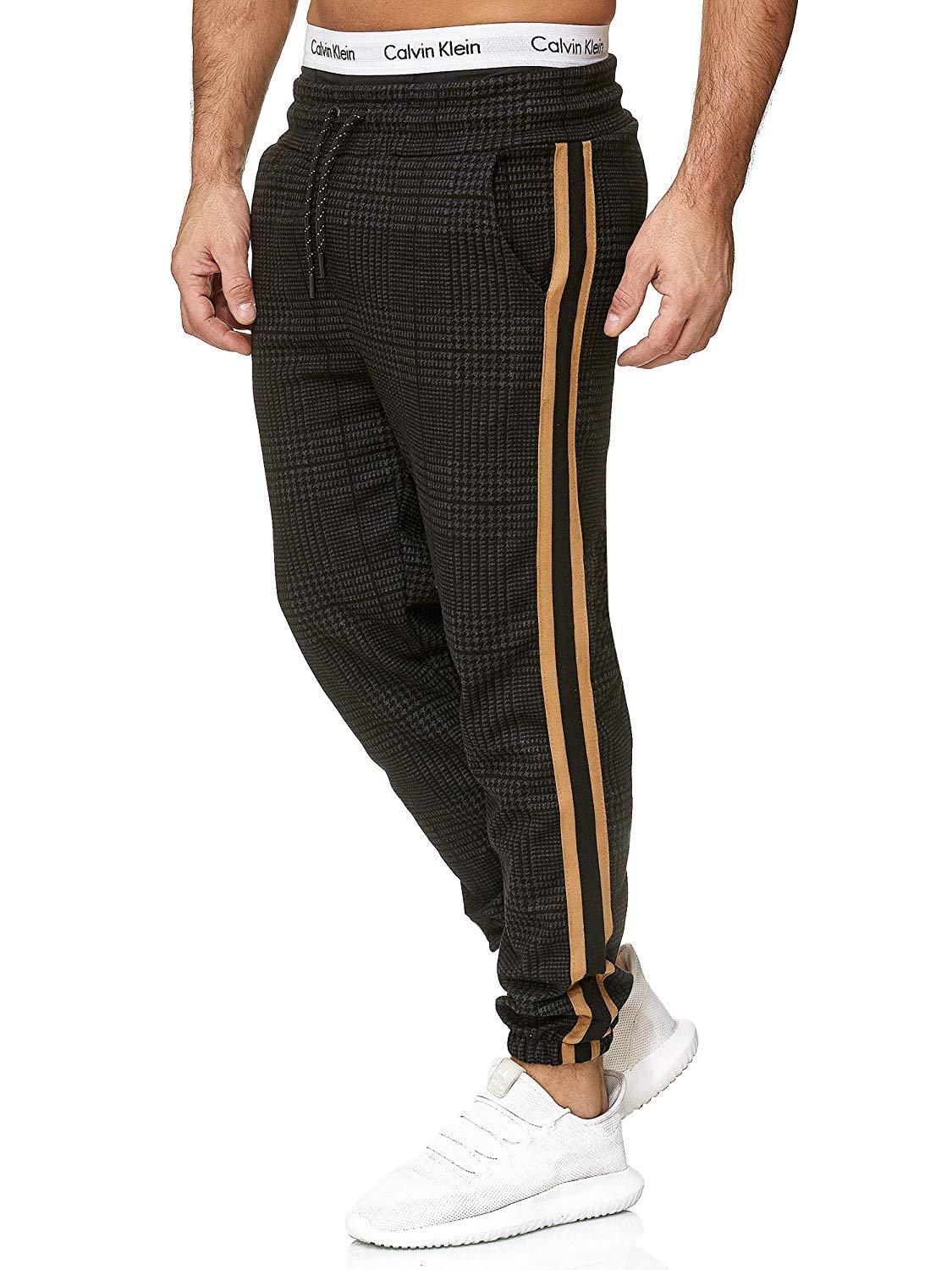 WISH Ebay Hot Sale Men's Casual Pants Houndstooth Printed Men's Color Blocking Sneakers Pants