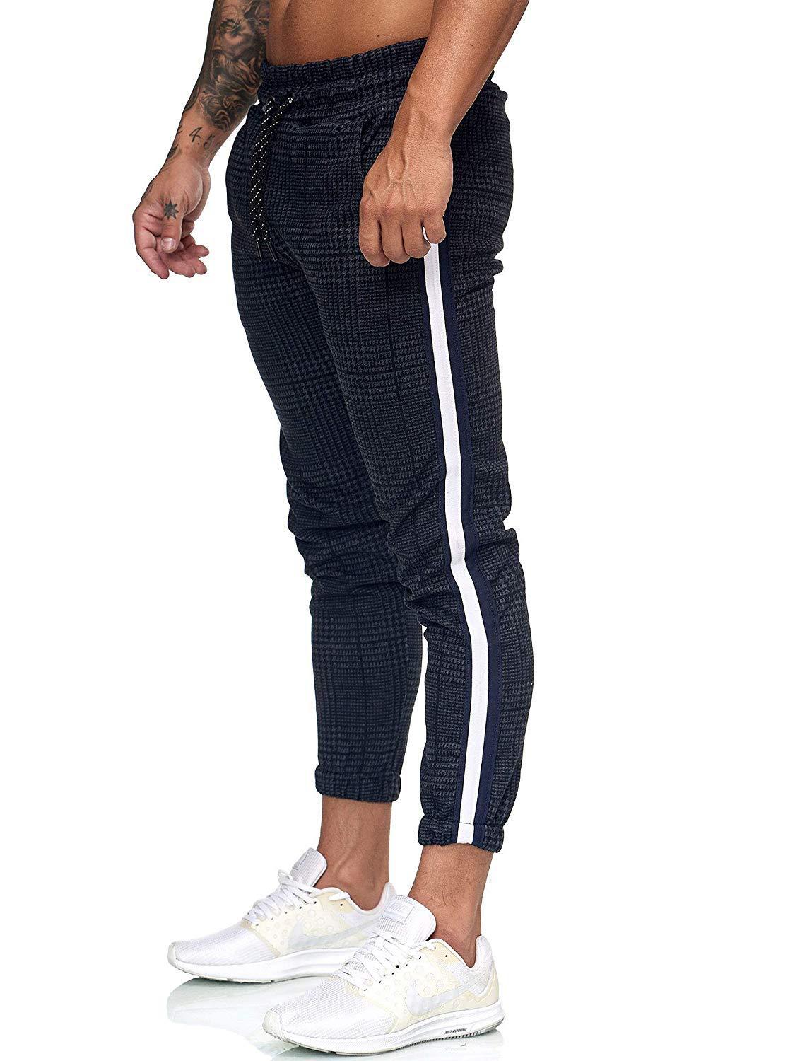 WISH Ebay Hot Sale Men's Casual Pants Houndstooth Printed Men's Color Blocking Sneakers Pants
