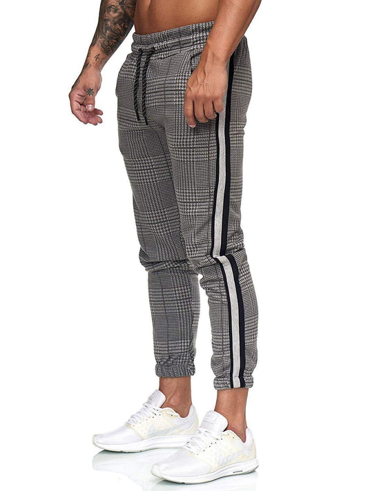 WISH Ebay Hot Sale Men's Casual Pants Houndstooth Printed Men's Color Blocking Sneakers Pants
